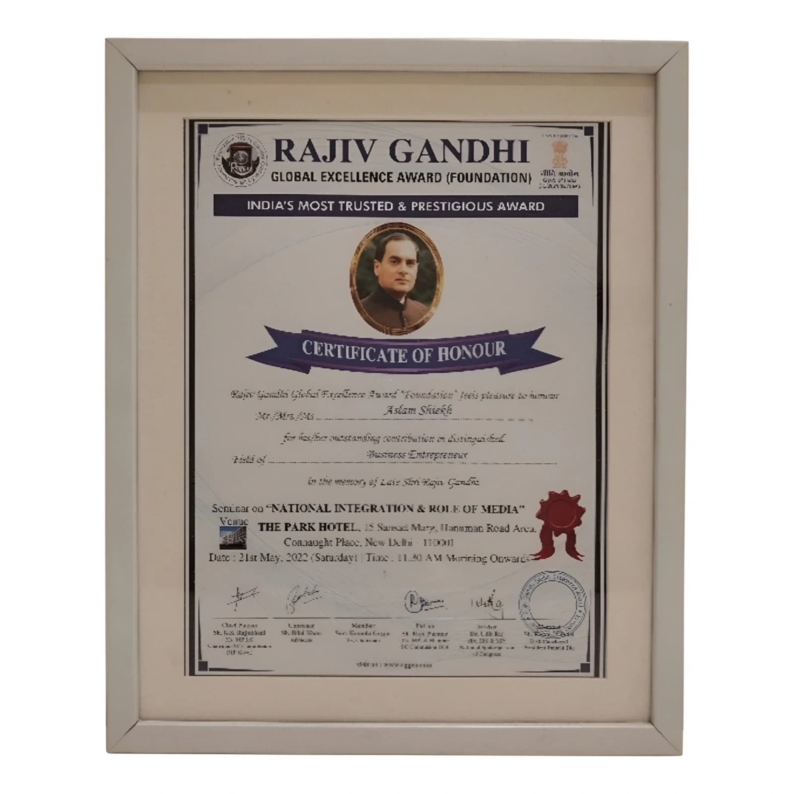 Global Excellence Certificate of Honour - Swimwell Pools Award & Recognition