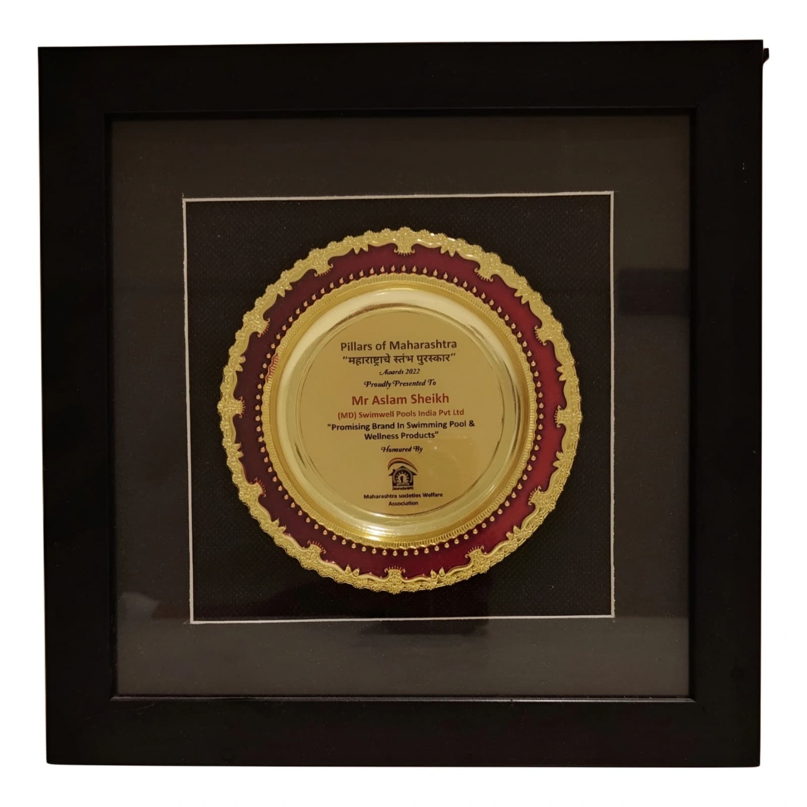 Pillars of Maharashtra Trophy Plaque - Swimwell Pools Award & Recognition