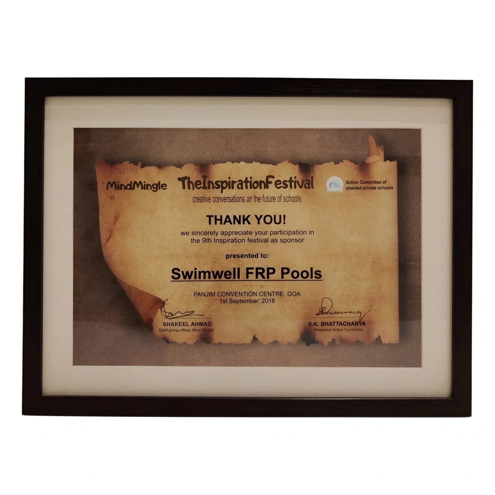 MindMingle Inspiration Festival Award - Swimwell Pools Award & Recognition
